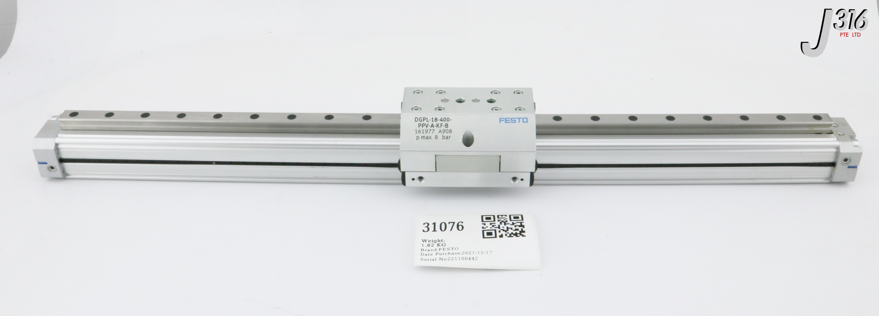 31076 FESTO PNEUMATIC LINEAR DRIVE, 161977 DGPL-18-400-PPV-A-KF-B